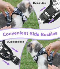 Cat Harness and Leash Set, Escape Proof Kitten Harness, Black - H604 Pro Moonlight Meow / Small (7-12lb) - image 2