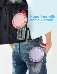 2 Pack Collapsible Dog Bowls with Bottle Carrier – Essentials for Dogs - Small (Pack of 2) / 4. Light Violet & Pink - image 2