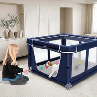 Puppy Playpen Indoor for Dog Small Pets - Royal Blue / 42inch Dog Playpen with Top and Pee Pad - image 4