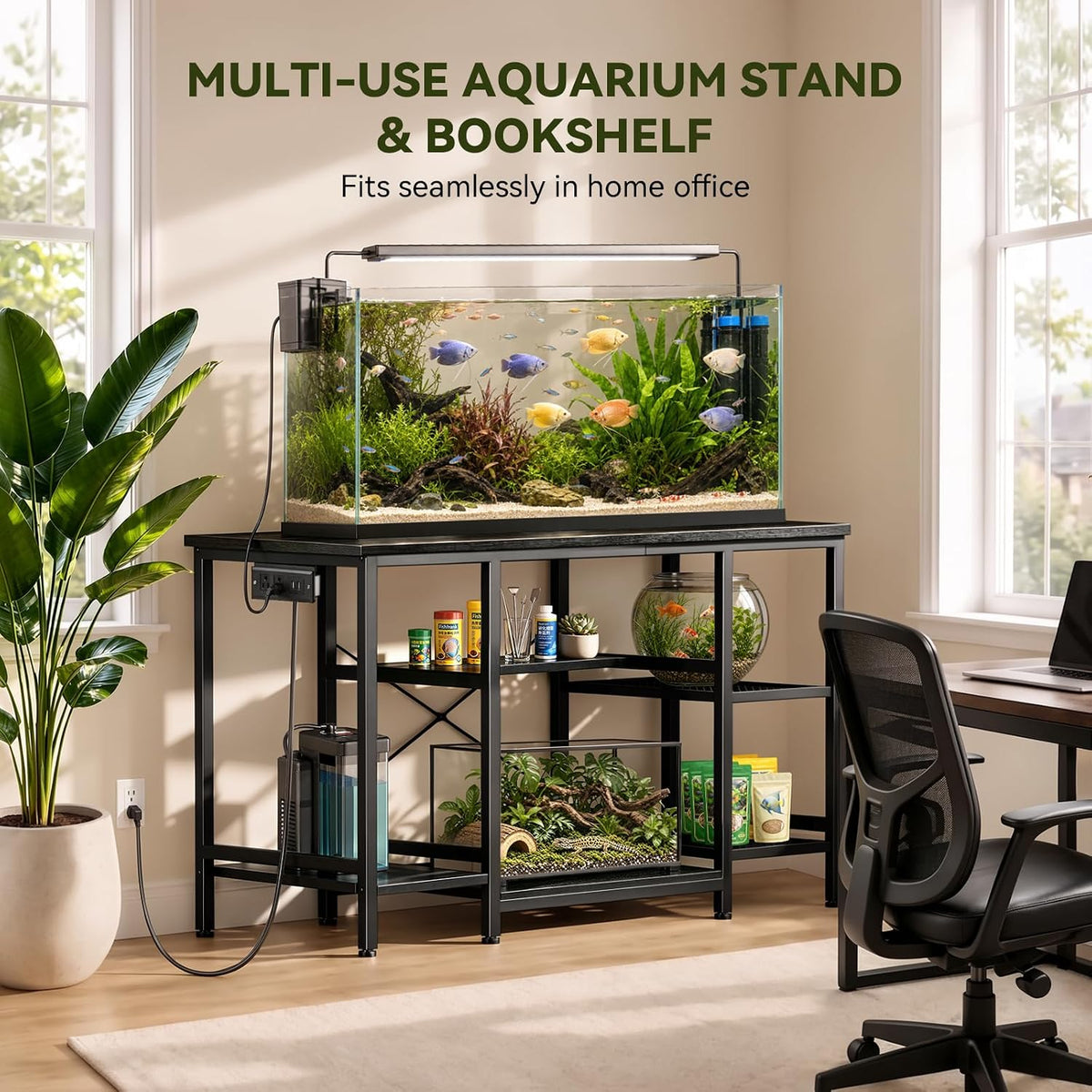 5-10 Gallon Fish Tank Stand with Storage Shelves - Black / 55-75 Gallon-3 Tier - image 3