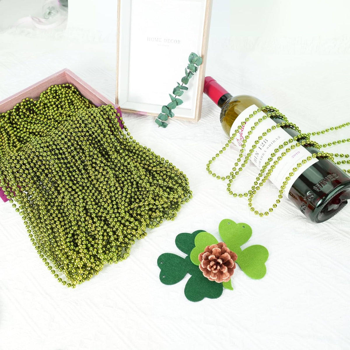 SHAOQINLIN 12 PCS Gold Bead Necklace - Light Green - image 4