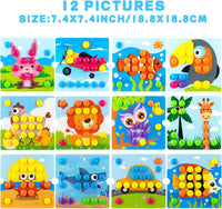 Button Art Toys for Toddlers Ages 3+, Mosaic Peg Board – Fun for Kids & Family - toucan - image 4