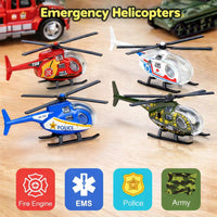 ArtCreativity Diecast Helicopter Toy, Police, Fire Engine, EMS - Emergency Theme - image 4