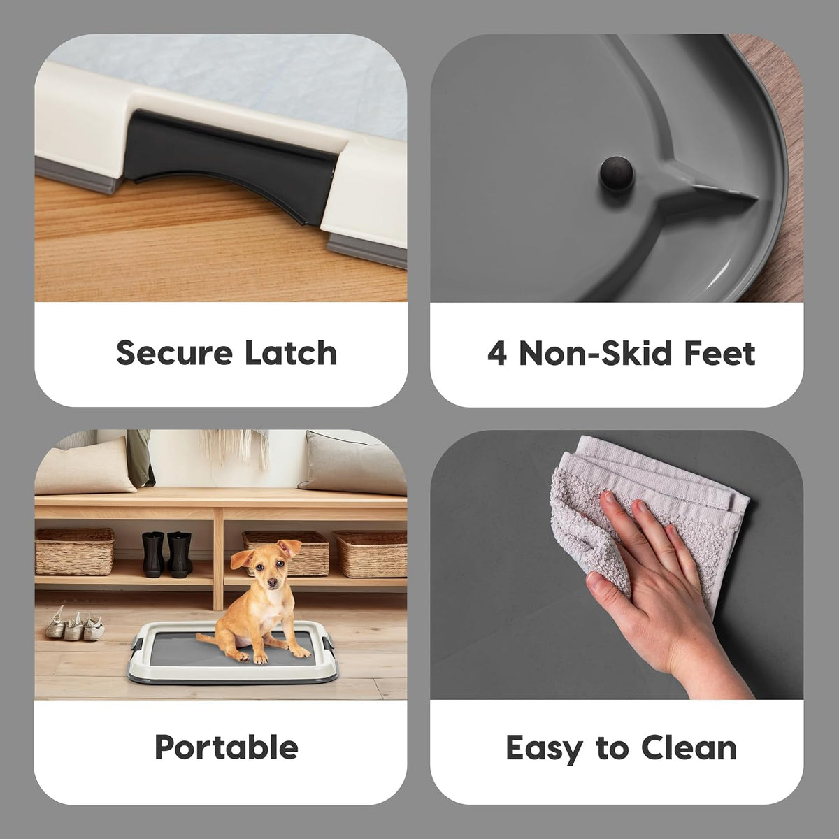 IRIS USA Secure Pee Pad Holder for Regular Sized Dogs - Dark Gray / 14" x 17" - image 3