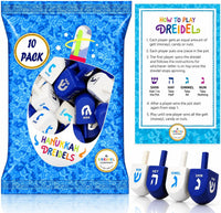 The Dreidel Company Bulk Solid Blue & White Wooden Hanukkah Dreidels - 10-Pack - image 2