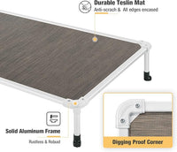 Veehoo Chew Proof Elevated Dog Bed - Cooling Raised Pet Cot - Silver Aluminum Frame and Durable Textilene Mesh Fabric, Unique Designed No-Slip Feet for Indoor or Outdoor Use, Brown, Large, CWC2003