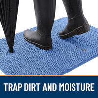 OLANLY Dog Door Mat for Muddy Paws 36x24, Absorbs Moisture and Dirt, Absorbent Non-Slip Washable Doormat, Quick Dry Chenille Mud Mat, Entry Indoor Entryway Carpet for Inside Floor, Cornflower Blue