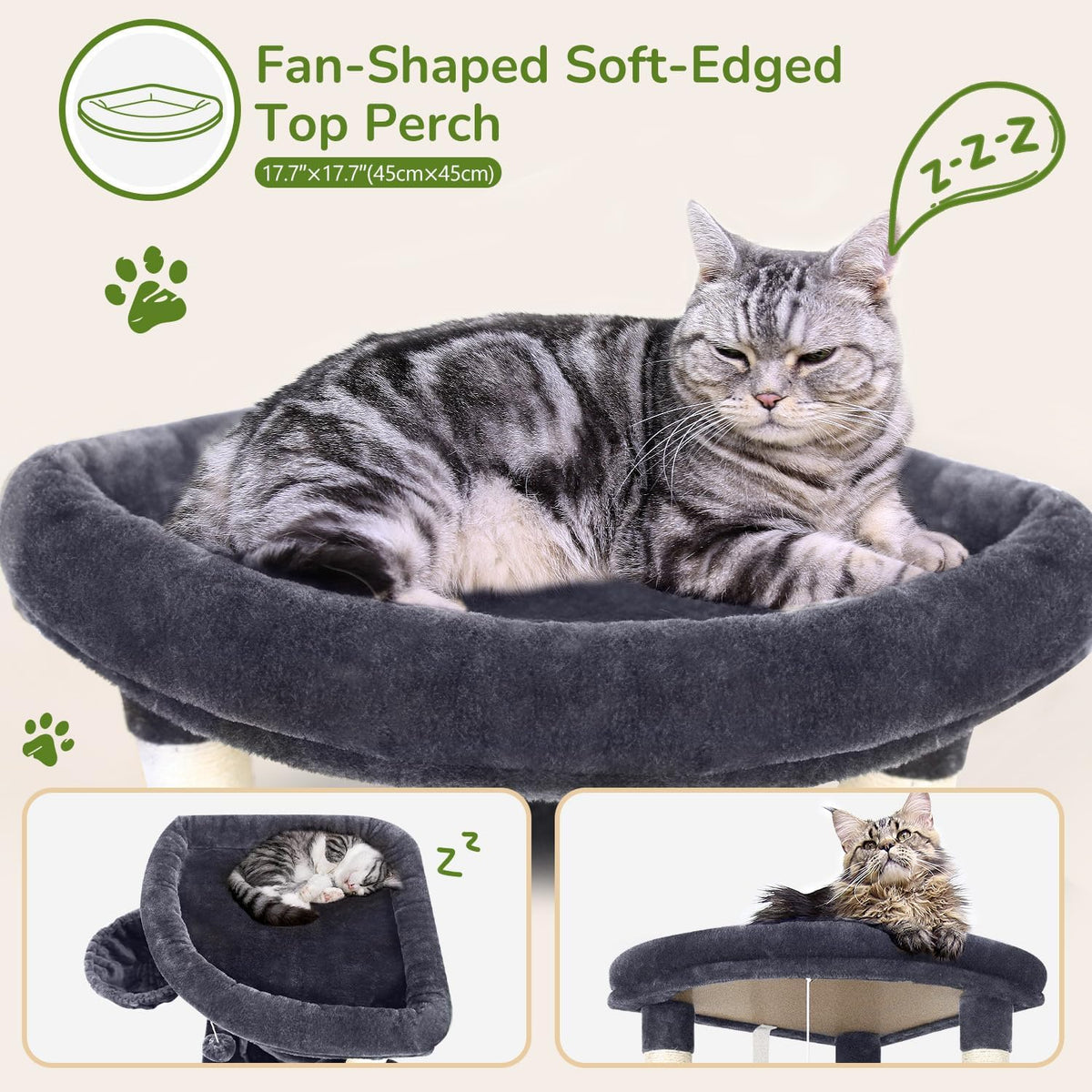 Globlazer Corner Stable Cat Tree Tower with Scratching Post, C51 - 51inch / Dark Gray - image 3