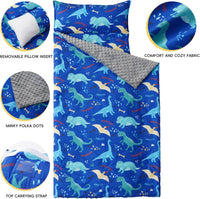 Bunnikins & Clover Toddler Nap Mat with Removable Pillow - Dinosaur Blue - image 2