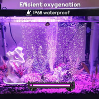 Submersible Bubble Aquarium Light：RGB Aquarium Light with Remote Control Oxygenator for Saltwater Coral Growth - 9 Inch Waterproof Fish Tank Light Designed for Aquarium Breeders