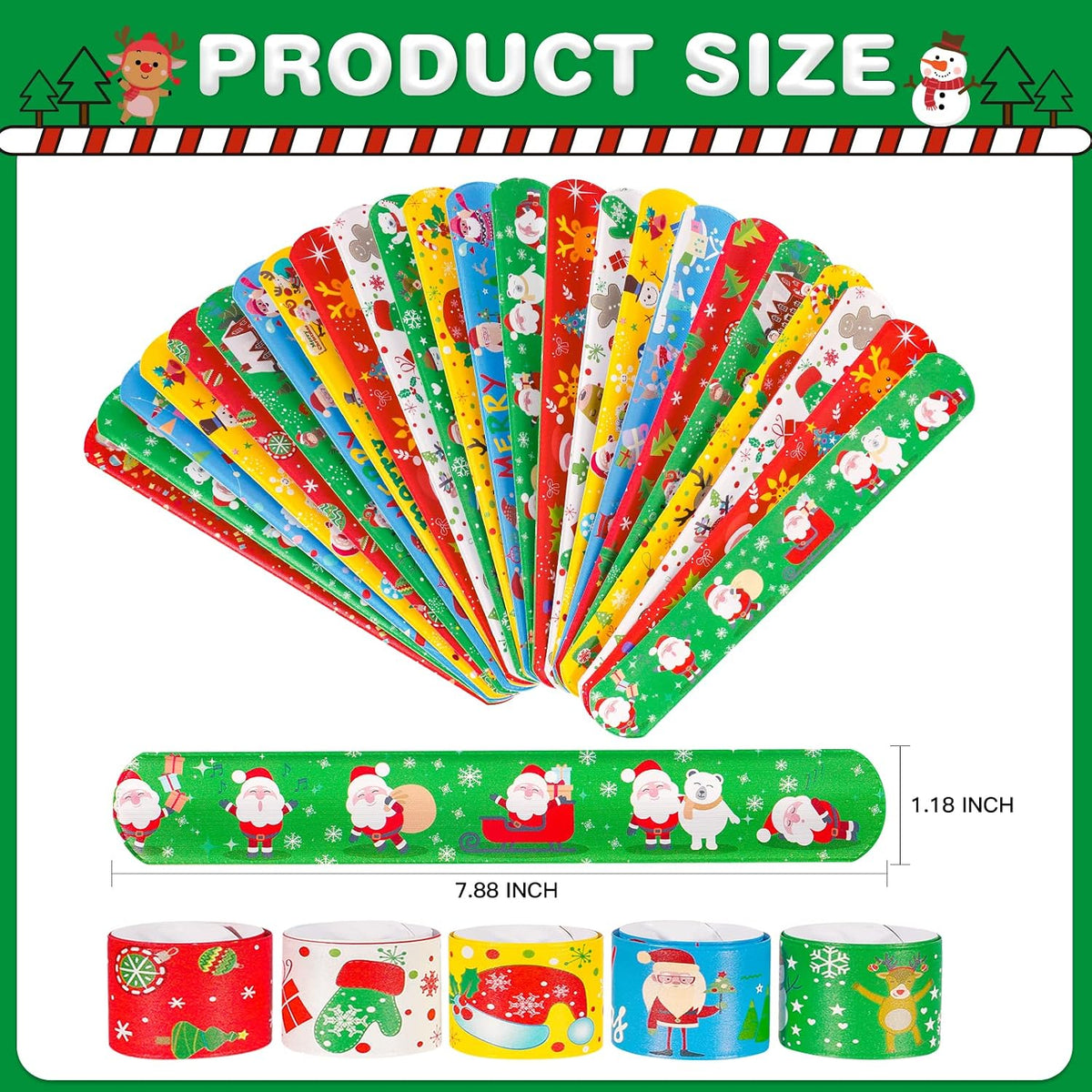 Max Fun 48pcs Halloween Slap Bracelets Party Favors Toys for Kids - Christmas - image 3