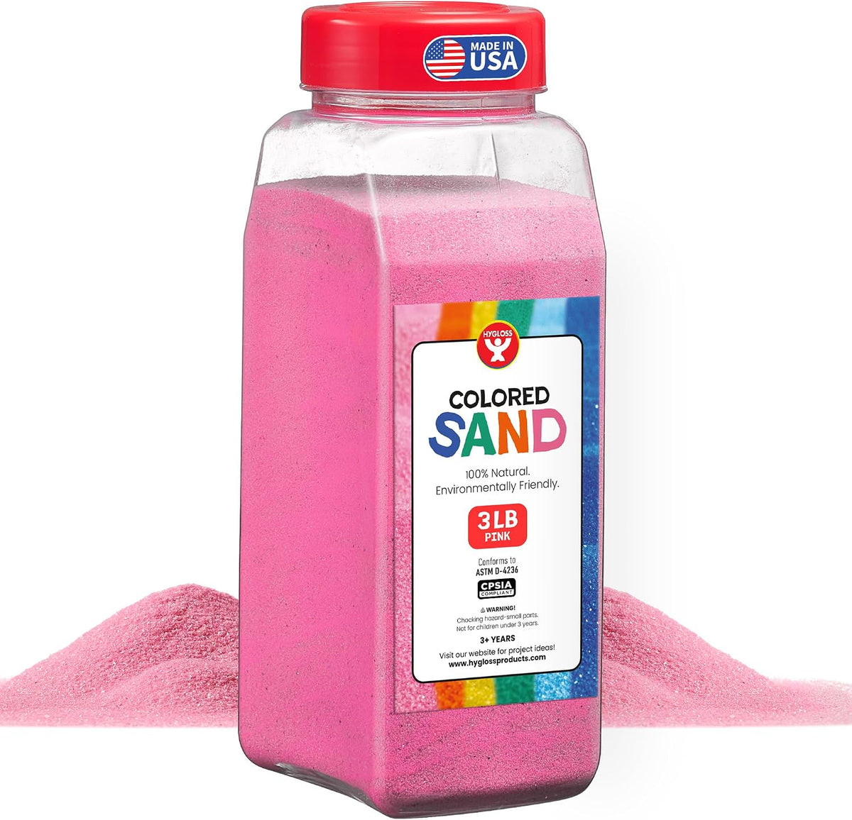 Hygloss Assorted 6 Bags Colored Sand for Crafts, Assorted - Pink / 3-Pound