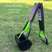 32" Pooper Scooper for Large Medium Small Dogs, Extra Long Handle Heavy Duty Poop Scoop, Foldable Dog Poop Picker Upper for Yard (Without Bag and Dispenser Attachment)