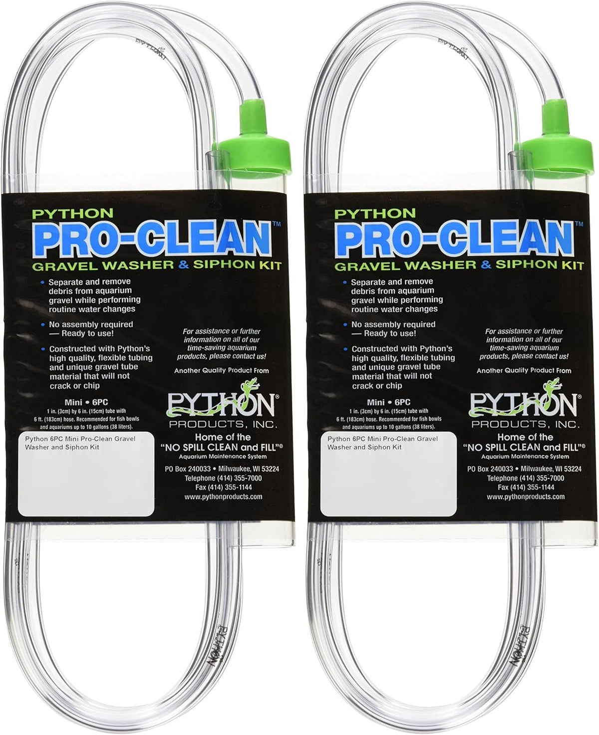 Python Pro Clean-Mini 1" x 6" Tube with 6 ft. Hose – Essentials for Fish - 1 Count (Pack of 2)
