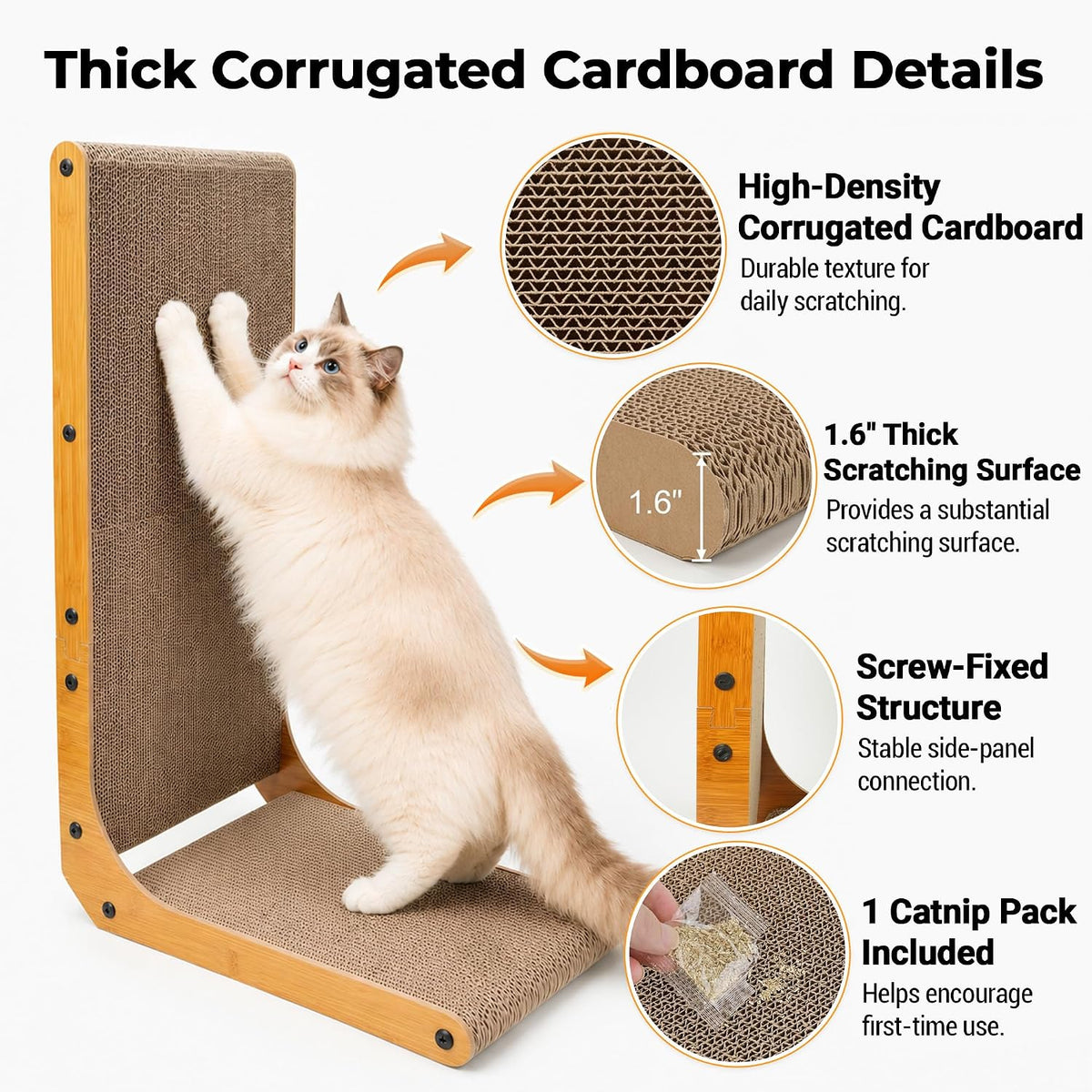 PatiencET Cat Scratch Pad with Box - L shape-1 Pack - image 4