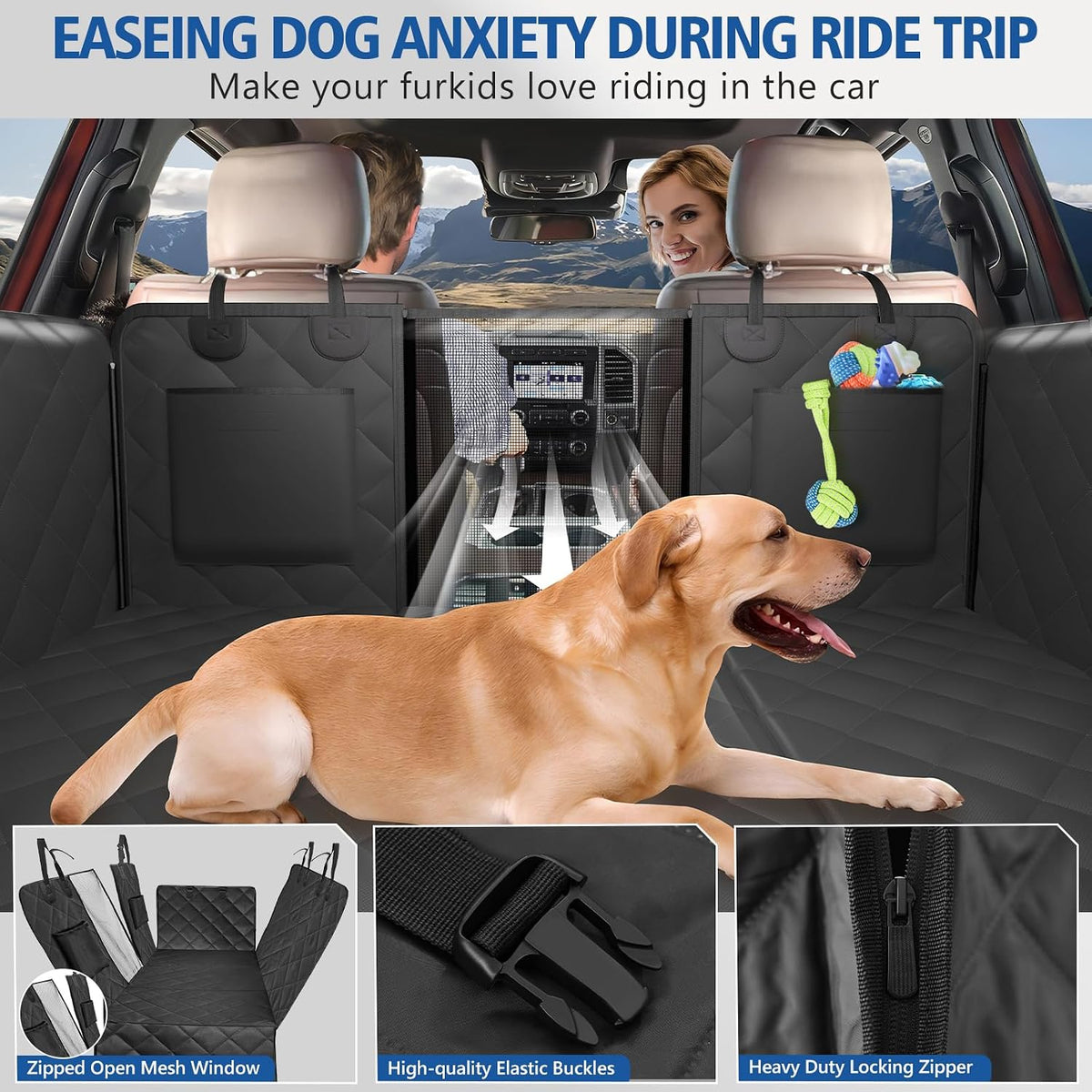Back Seat Extender for Dogs - XL - for Full Size Crew Cab Truck / Full Size SUV / Black - image 4