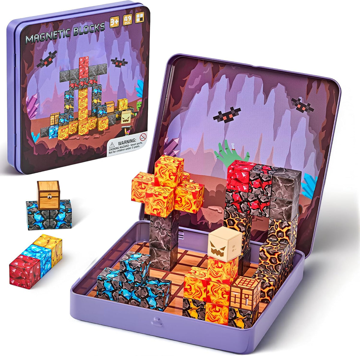 EWED 200 piece forest themed magnetic building blocks with trees, houses and figures - view 3