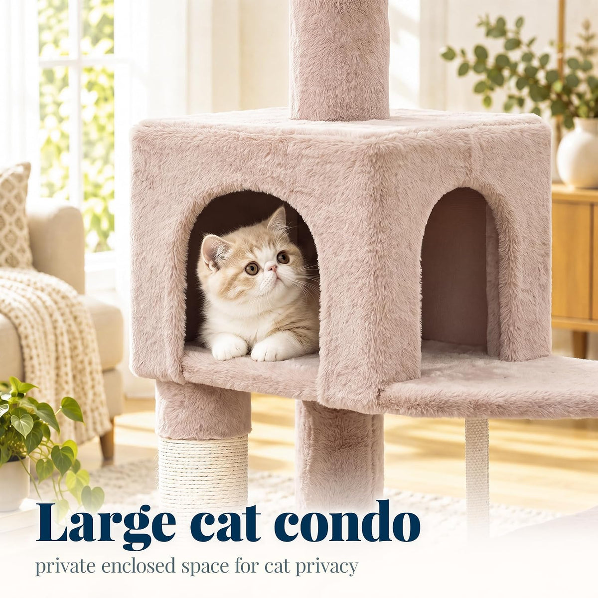 Hey-brother Cat Tree, Multi-Level Sisal Covered Scratching Posts - Muchroom / 60.6 Inches - image 4