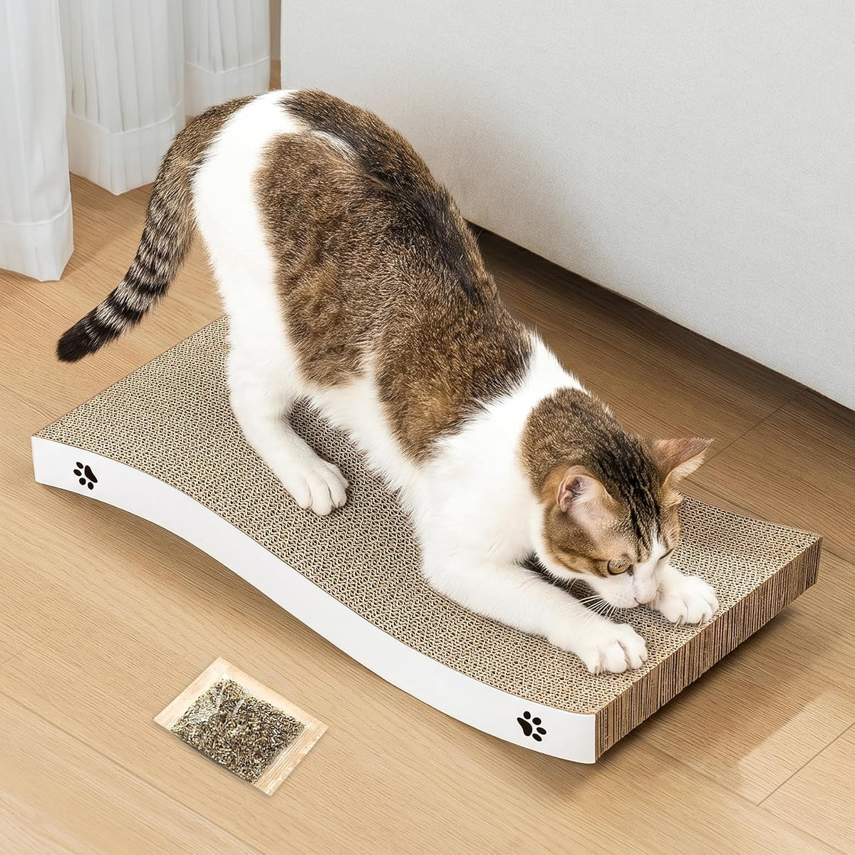 Cat Scratcher, Durable Scratch Pad - White / M: 15.7" - 1 Pack