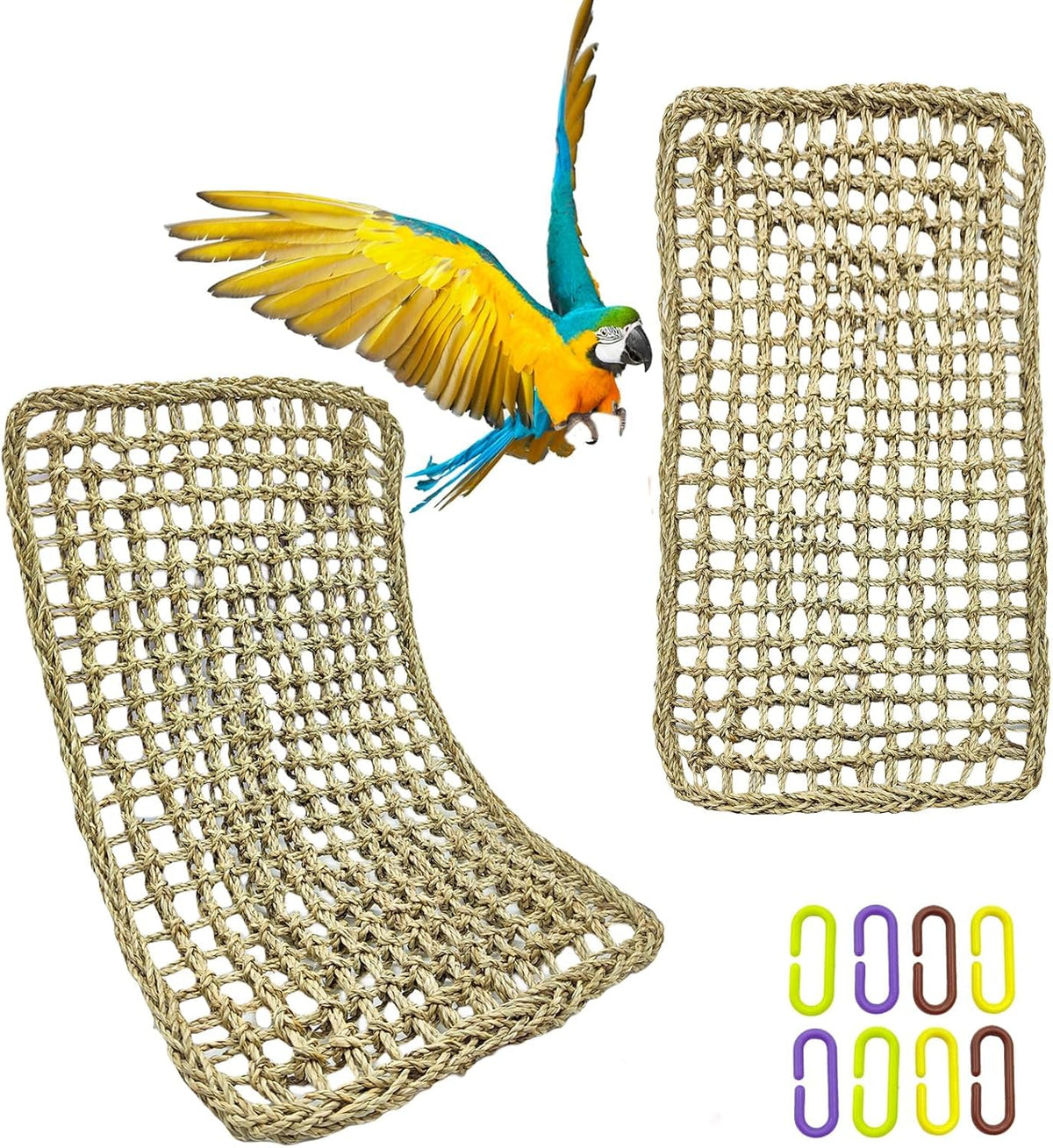 Bird Seagrass Mat 30 x 7 Inch Parrot Natural Seagrass Woven Net - 2Pcs 23.6" × 13.8"