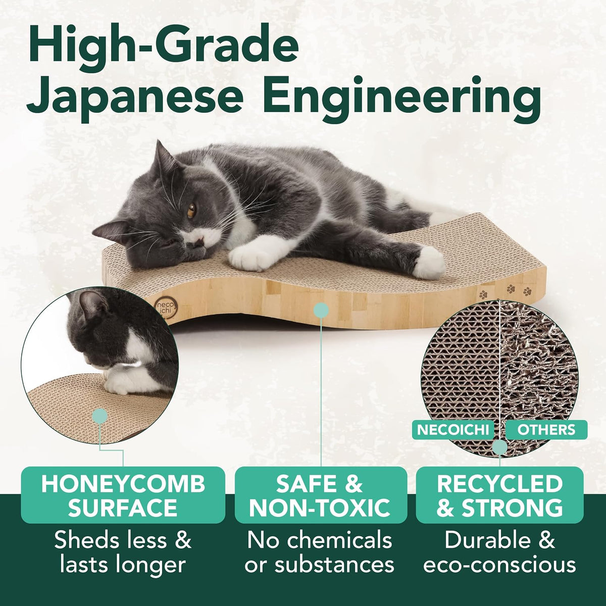 Reversible Wave Cat Scratcher for Indoor Cats - Oak / 1pcs - image 4