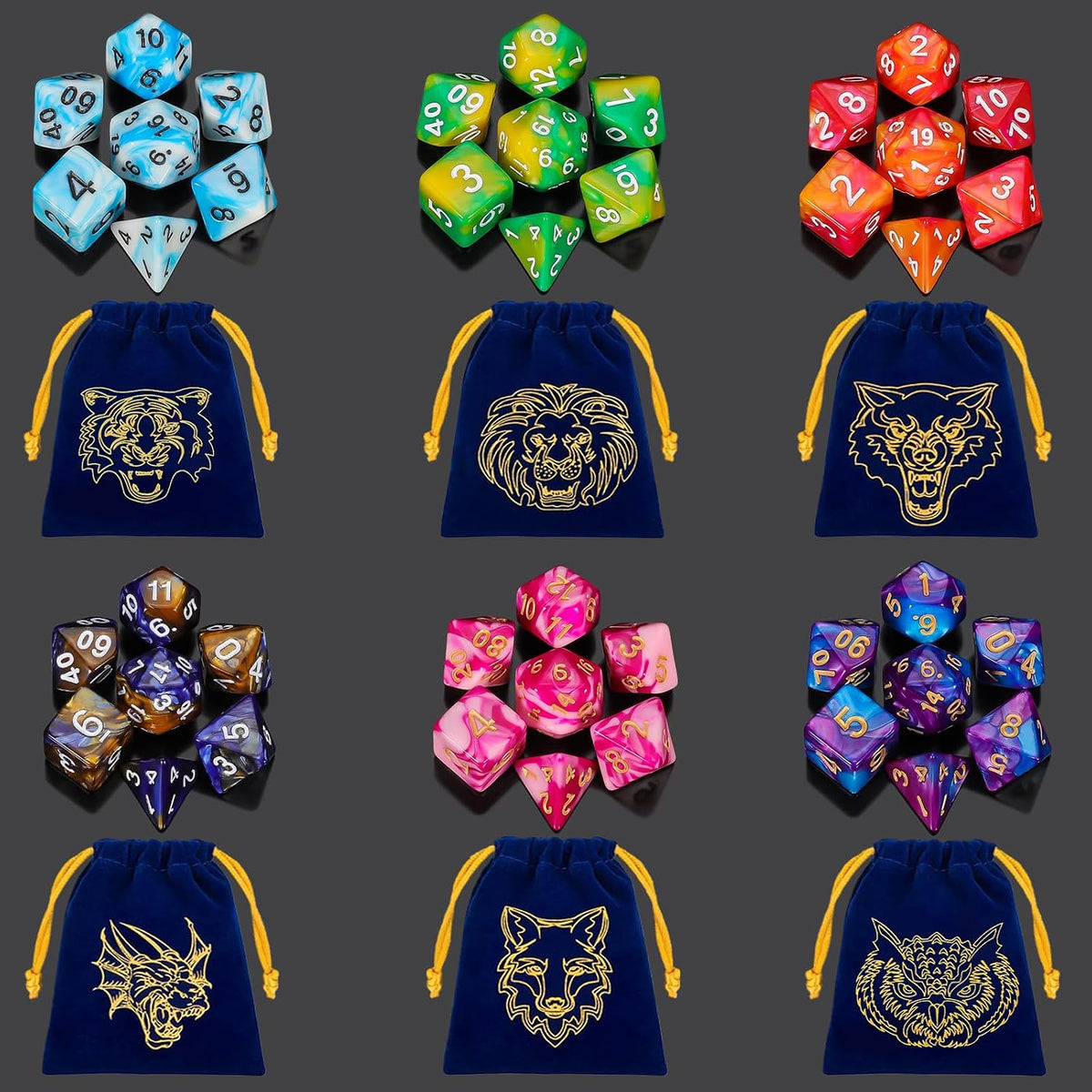 QMay 7 Sets Polyhedral Dice - 6 Colors a (42pcs) - image 3