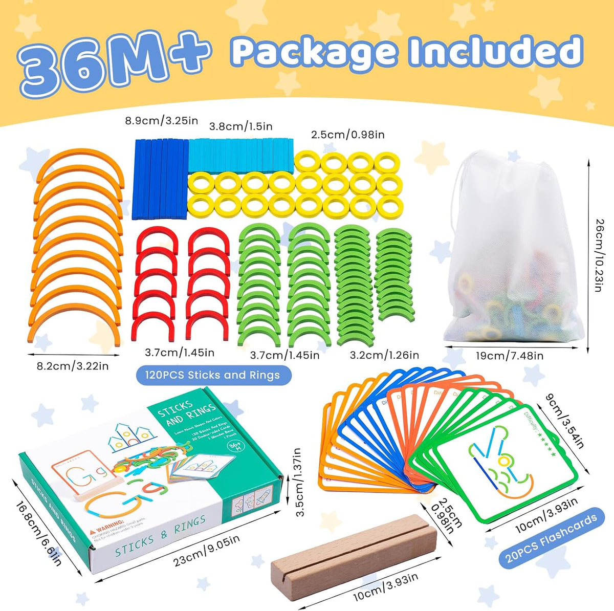 142pcs Wooden Pattern Blocks Montessori Smart Sticks Wooden Tangram - image 4