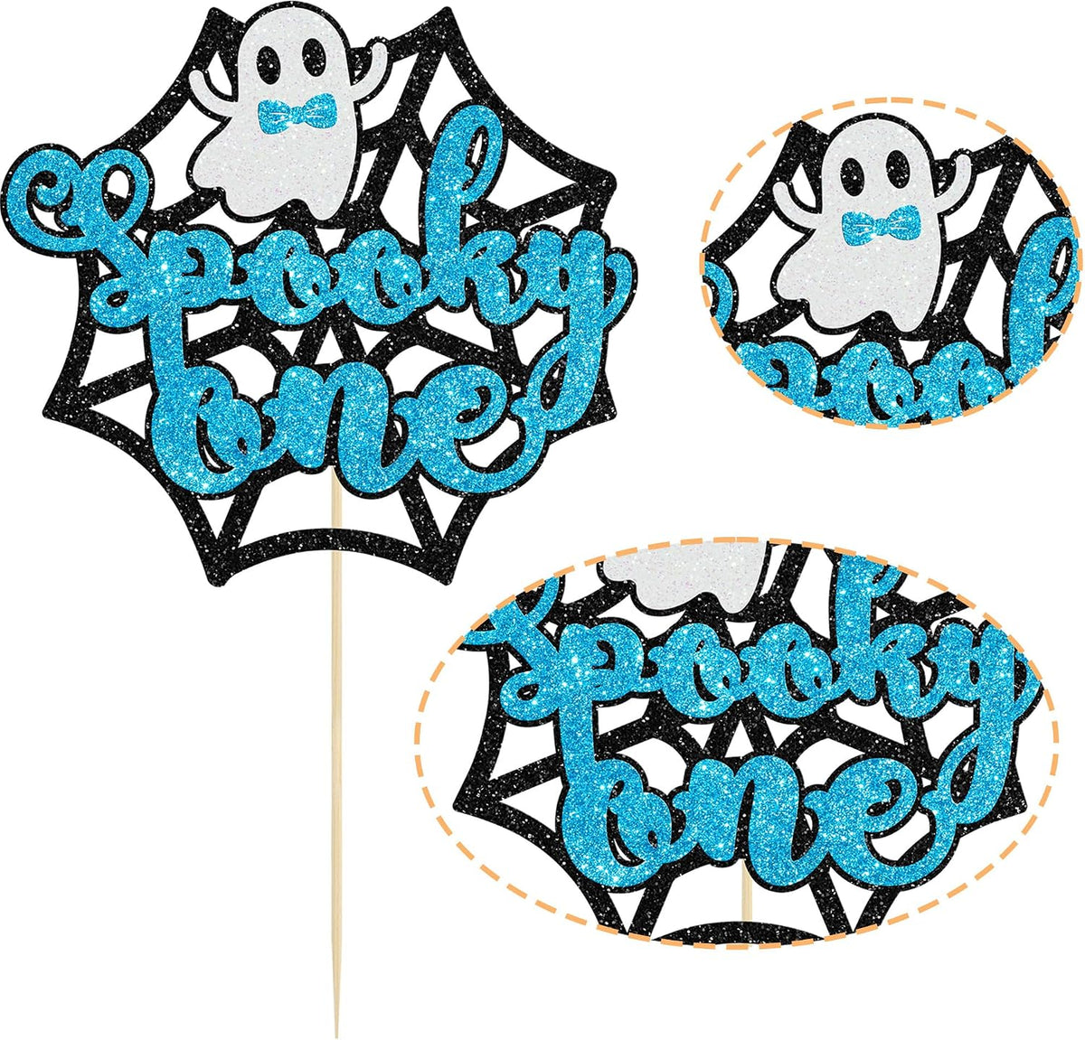 Gyufise Halloween baby shower cupcake toppers with Oh Baby ghost designs on picks - view 36