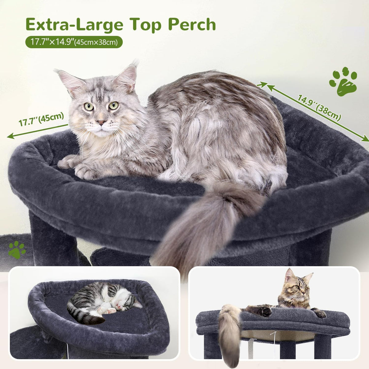 Globlazer Corner Stable Cat Tree Tower with Scratching Post, C51 - 66inch / Dark Gray - image 3