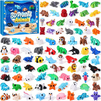 JOICEE 24Pcs 3D Printed Dinosaur Animals Mini Dinosaur Toys – Fun for Kids & Family - Blue