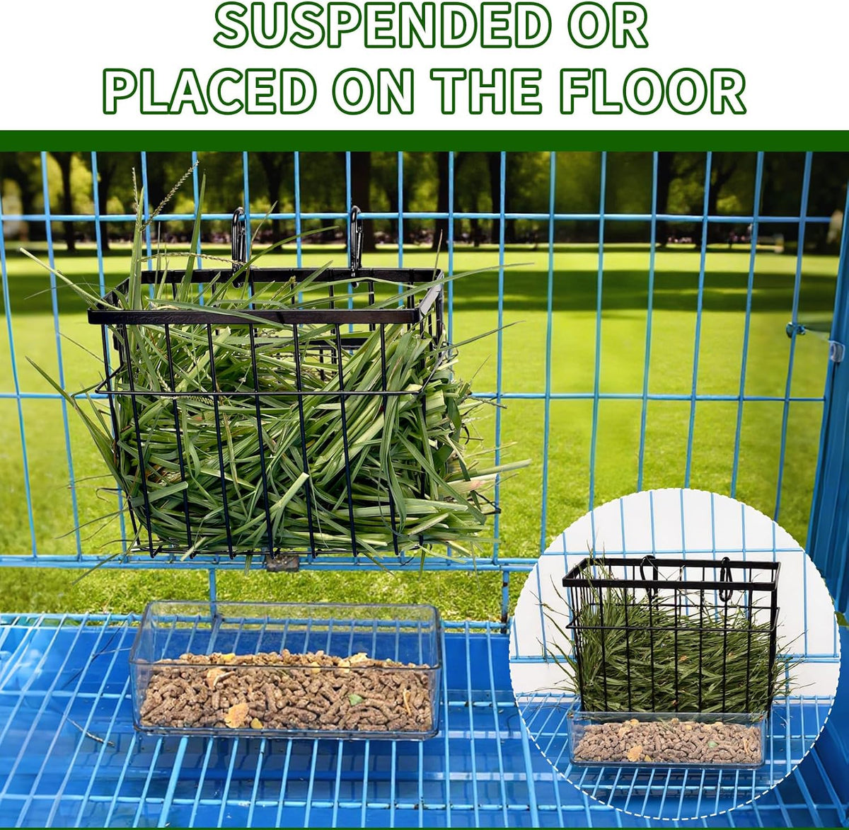 SANGLE SOPFFY Rabbit hay Feeder Small Animal Feeding Set with 350ml - black-2 - image 3