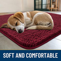 Smiry Dog Door Mat for Muddy Paws 48x30, Absorbs Moisture and Dirt Doormat, Non-Slip Washable Quick Dry Chenille Front Door Mat Indoor Entrance, Entryway Carpet for Inside Floor, Burgundy