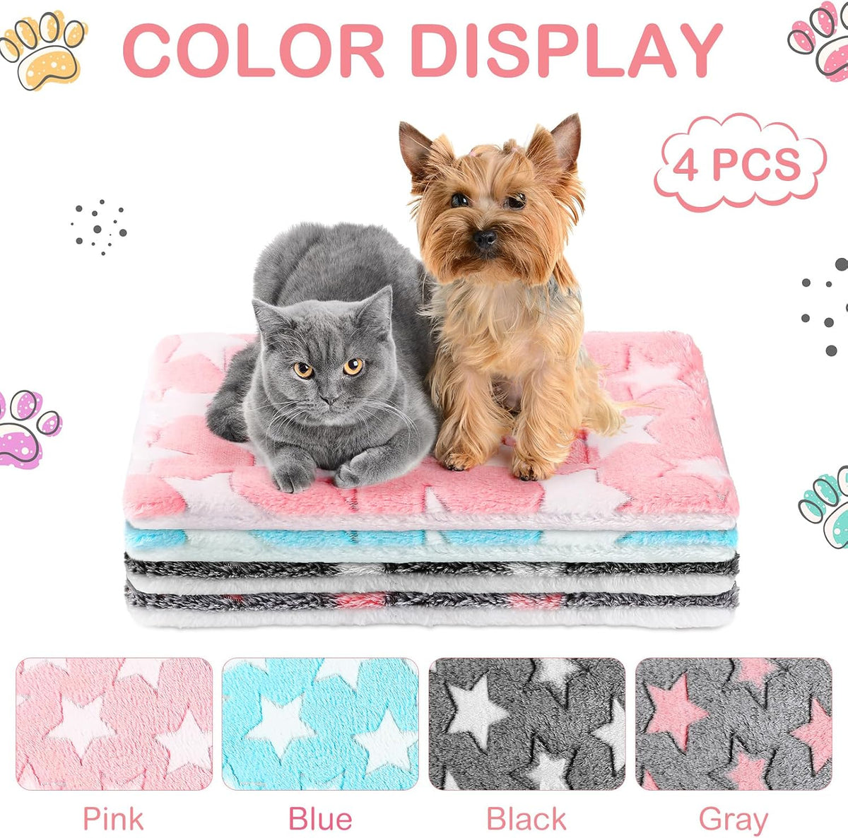 Haull 4 Pcs Waterproof Guinea Pig Bedding Mat, 13 x 10 - Cute Star / 13 x 18.5 Inch - image 4