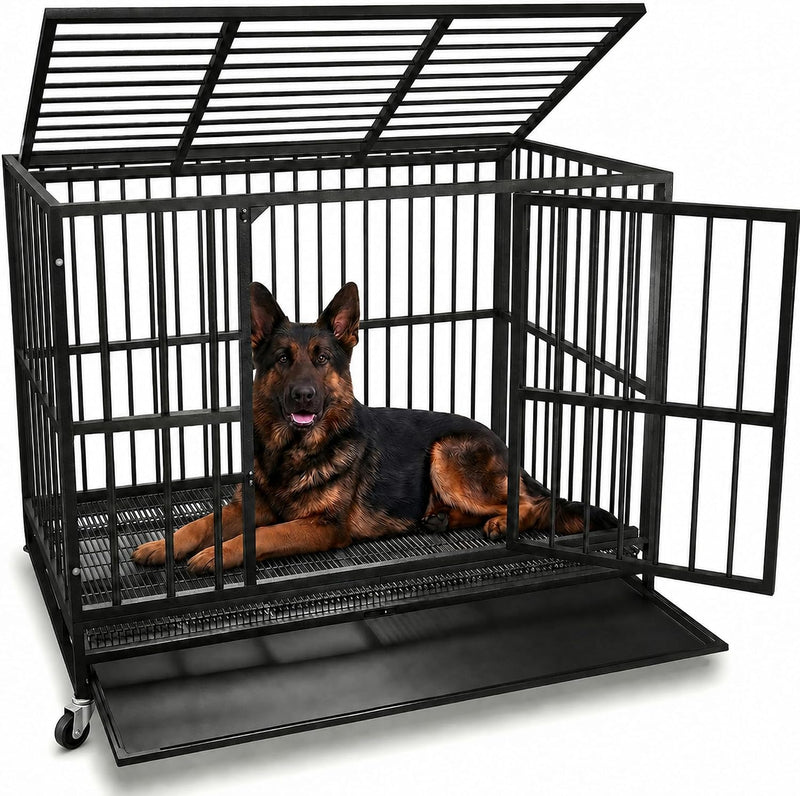 Oranland 48-Inch Heavy Duty Dog Crate for Large Dogs – Essentials for Dogs