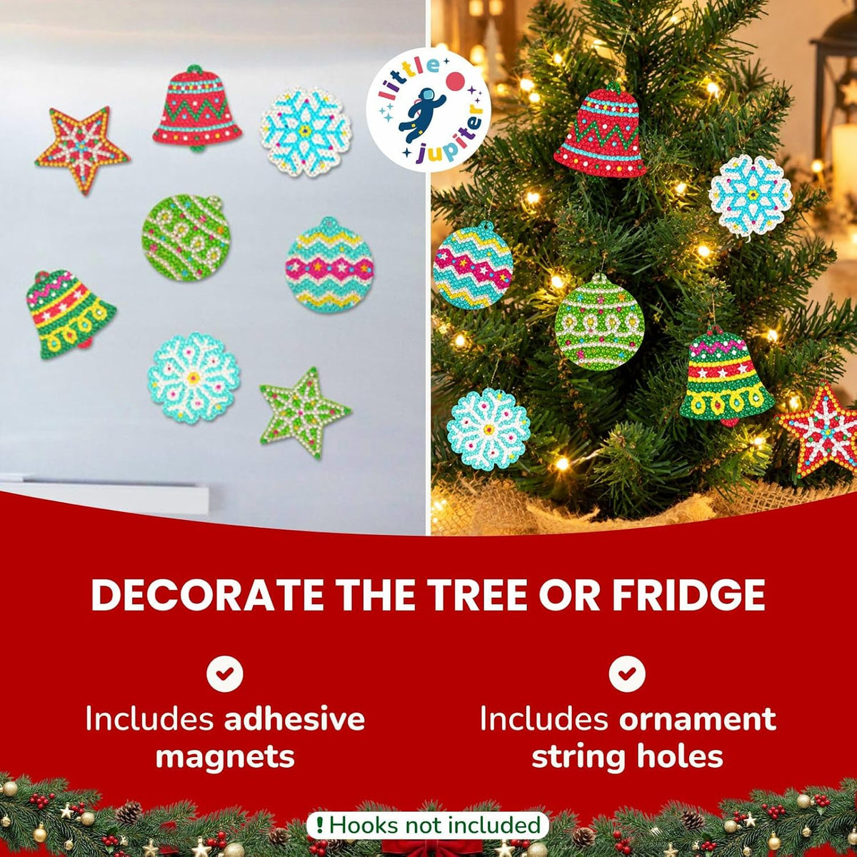 Little Jupiter diamond art Christmas ornaments kit with gem bells, stars and snowflakes - view 10