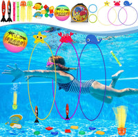DAUXONE Diving Toys,27 Pcs Pool Toys with Diving Swim Thru Rings for Kids – Fun for Kids & Family