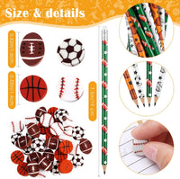 Tinlade 72 Pcs Sports Pencils and Erasers for Boys, Party Favors – Fun for Kids & Family - Sports - image 3