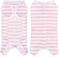 Comprehensive Post-Surgery Dog Recovery Suit: Premium Cotton - Pink and White Striped / L-(13~16lb) | Chest(~17.5")
