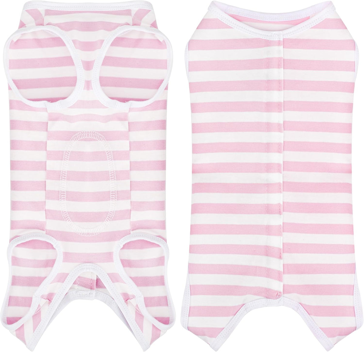 Comprehensive Post-Surgery Dog Recovery Suit: Premium Cotton - Pink and White Striped / L-(13~16lb) | Chest(~17.5")