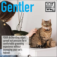 FUR4 deShedding Tool for Short Hair Cats - Innovative Cat Grooming Brush with 4 Composite Carbon Fiber Edges for Effective Fur Removal - Cat Hair Deshedder Brush for a Comfortable Grooming Experience