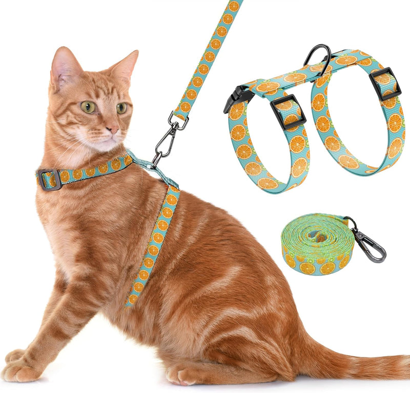 Cat Harness and Leash Set, Adjustable Kitten Harness, Blue Lemon – Essentials for Cats - C-Blue Lemon