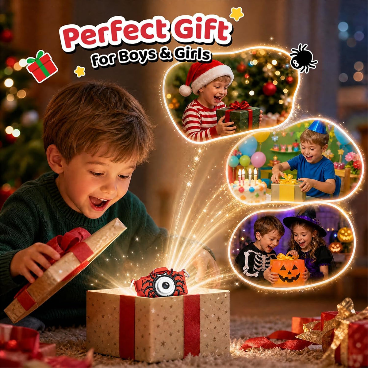 Desuccus Spider Toys Kids Camera, 48MP Digital Camera for Boys – Fun for Kids & Family - image 3
