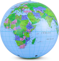 NUOBESTY inflatable globe beach ball, 11.8 inch PVC world map ball showing continents and oceans