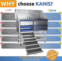 KANIS Professional Dog Washing Station - 304 Stainless Steel Pet Wash Sink & Grooming Bath Tub for Home with Ramp, Shower, Floor Grate, Storage Shelf, Faucet, Drain Kit for Large, Medium & Small Pets