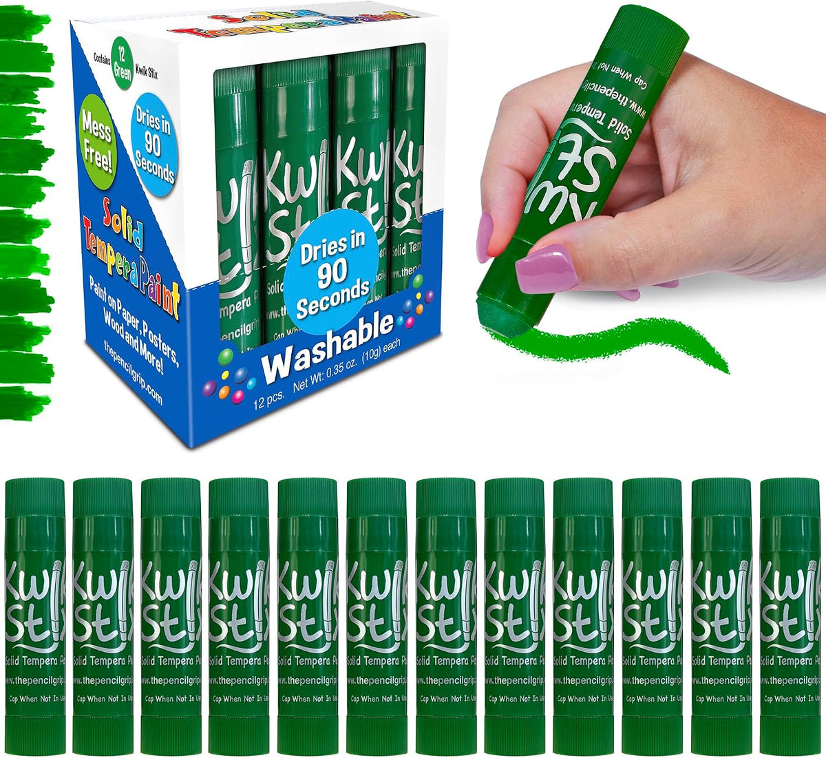 Kwik Stix solid tempera paint sticks, 12 pack in light blue, twist-up washable paint - view 7