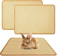 2PCS Rabbit Scratch Mat, Natural Bunny Pad Claws and Teeth Care - Natural 2pcs / 24"x16"