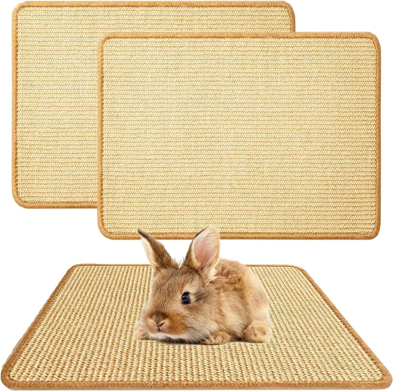 2PCS Rabbit Scratch Mat, Natural Bunny Pad Claws and Teeth Care - Natural 2pcs / 24"x16"