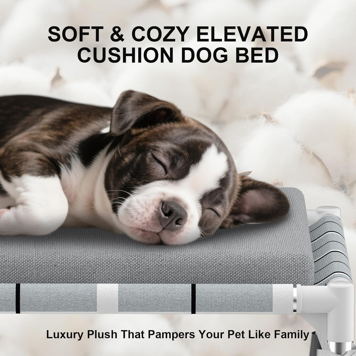 Elevated Dog Bed, Raised Cooling Lifted Dog Cot for Indoor & Outdoor – Essentials for Dogs - Cushion / S:20'' x 20'' x 8'' - image 3