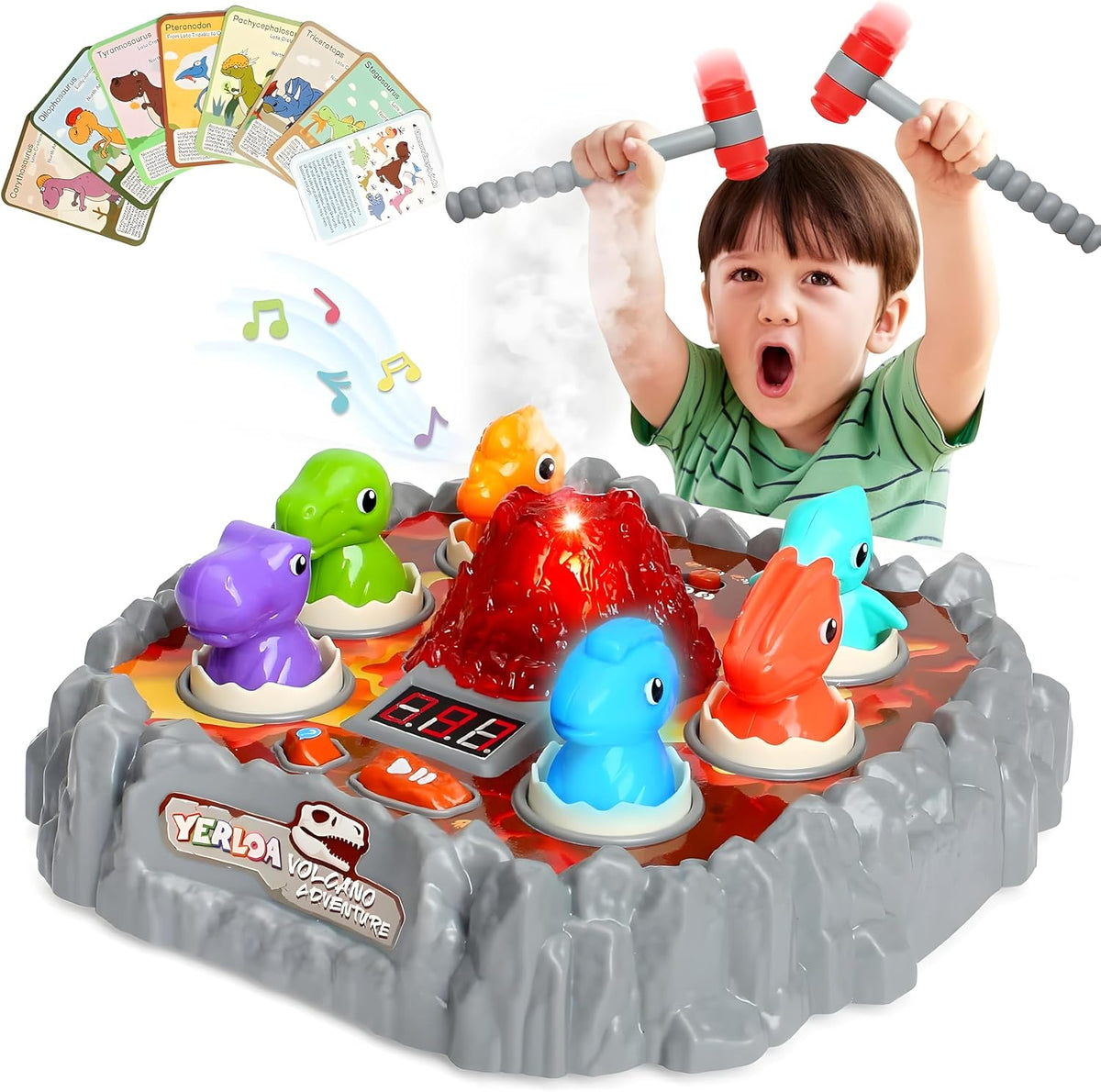 Yerloa Whack Game Mole Dinosaur Toys for Kids 3-5 Year Old Boy - A - Dinosaur