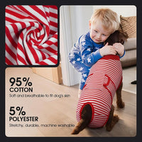 FUAMEY Dog Recovery Suit Male,Dogs Surgery Neuter Suits Puppy Spay Shirts for Female Protect Dog's Skin Anti Licking Abdominal Wounds Doggie Onesie Pet Bodysuit Alternative to Cone Red Stripes XS